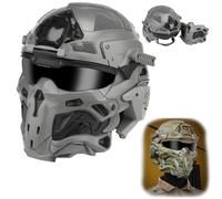 PBTMCD Casco Táctico De Asalto con Auriculares Integrados, Ventilador Antivaho, Visera Abatible Doble Lente Y Soportes For Rieles(G)