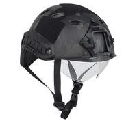 PBTMCD Casco Táctico Estilo PJ con Gafas Y Riel: Protección Ligera For La Cabeza De Airsoft ABS For Juegos CS Deportes Al Aire Libre(Black CP)