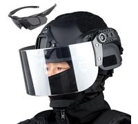 PBTMCD Casco Táctico Ligero For Airsoft con Visera Extraíble, Gafas Y Máscara Facial Completa - Construcción ABS/EPS For CS, Paintball Uso En Exteriores(B)