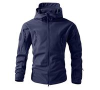 PBTMCD Chaqueta Táctica De Camuflaje con Capucha Y Cremallera For Hombre, Forro Polar Aislante Ligero, Múltiples Bolsillos For Trabajo Caza(48-Blue,M)