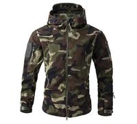PBTMCD Chaqueta Táctica De Camuflaje con Capucha Y Cremallera For Hombre, Forro Polar Aislante Ligero, Múltiples Bolsillos For Trabajo Caza(11-Green,XL)