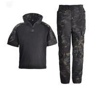 PBTMCD Conjunto De Pantalones Y Camisa Tiro Airsoft For Exteriores, Vestido Batalla, Conjunto Táctico, Ropa Combate, Uniforme For Niños(Black CP,XS)