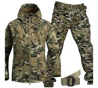 PBTMCD Uniformes Tácticos For Hombres, Conjuntos De Trajes Combate del Ejército Impermeables, Chaqueta Softshell, Pantalones, Ropa Caza(E,XXL)