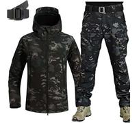 PBTMCD Uniformes Tácticos For Hombres, Conjuntos De Trajes Combate del Ejército Impermeables, Chaqueta Softshell, Pantalones, Ropa Caza(C,XL)