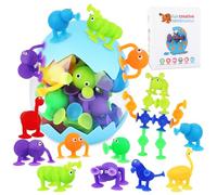 PBUSPU 27 Piezas Juguetes de Ventosa Silicona,Juguetes Sensoriales Interactivos,Juego de Ventosa Caja con Huevos de Dinosaurio, Sensoriales Interactivos Regalos Niños Niñas 3 4 5 6 7 Años