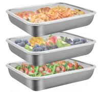 PBUSPU 3 Piezas apers Para Comida Hermetico, Recipiente de Almacenamiento de Carne, Juegos de Recipientes Caja de con Tapa Adecuado Porcionado de Alimentos, Acampada al Aire Libre y Barbacoa