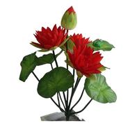 PBWERIGL Flores flotantes, Paquete de 10 lotos Artificiales con Tallos Seda Rana Verde(Red)