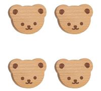 PBWERIGL pomos de madera para armarios/vitrinas, Paquete de 4 tiradores cajón madera con diseños animales, orificio único, 70x50x30 mm(Bear Head)