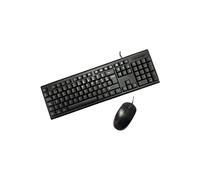 PC Case PCC-KTR-001 - Kit de Teclado y ratón pc (Membrana, USB, cableado, diseño Fibra de Carbono) QWERTY Español, Color Negro