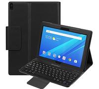 PCATEC Funda para teclado Lenovo Tab 4 10 Plus/Lenovo Tab 4 10 - [Nueva versión desmontable] Teclado Bluetooth inalámbrico oculto desmontable Muti-ángulo Folio PU Funda inteligente (negro)