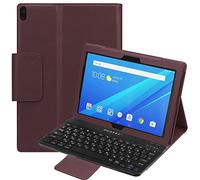 pcatec Lenovo Tab 4 10 Plus/Lenovo Tab 4 10 Teclado Funda - [versión nueva desmontable teclado oculto inalámbrico Bluetooth desmontable] muti-angle Folio PU Funda de piel funda Smart Cover para Lenovo Tab 4 10 Plus/Lenovo Tab 4 10 marrón