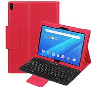 pcatec Lenovo Tab 4 10 Plus/Lenovo Tab 4 10 Teclado Funda - [versión nueva desmontable teclado oculto inalámbrico Bluetooth desmontable] muti-angle Folio PU Funda de piel funda Smart Cover para Lenovo Tab 4 10 Plus/Lenovo Tab 4 10 rosso