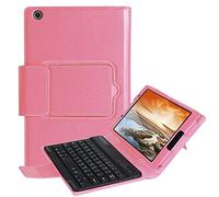 pcatec Lenovo Tab3 8/Tab 2 A8 - 50 - Funda para teclado [nueva versión] Bluetooth Teclado muti-angle oculto inalámbrico desmontable extraíble Folio PU Funda de piel funda Smart Cover para Lenovo Tab 3 8 (TB3 - 850 F/TB3 - 850 M)/Tab 2 A8 - 50 8.0 Inch Tablet rosa