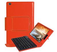 pcatec Lenovo Tab3 8/Tab 2 A8 - 50 - Funda para teclado [nueva versión] Bluetooth Teclado muti-angle oculto inalámbrico desmontable extraíble Folio PU Funda de piel funda Smart Cover para Lenovo Tab 3 8 (TB3 - 850 F/TB3 - 850 M)/Tab 2 A8 - 50 8.0 Inch Tablet naranja