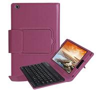 pcatec Lenovo Tab3 8/Tab 2 A8 - 50 - Funda para teclado [nueva versión] Bluetooth Teclado muti-angle oculto inalámbrico desmontable extraíble Folio PU Funda de piel funda Smart Cover para Lenovo Tab 3 8 (TB3 - 850 F/TB3 - 850 M)/Tab 2 A8 - 50 8.0 Inch Tablet morado