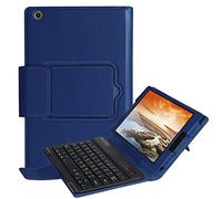 pcatec Lenovo Tab3 8/Tab 2 A8 - 50 - Funda para teclado [nueva versión] Bluetooth Teclado muti-angle oculto inalámbrico desmontable extraíble Folio PU Funda de piel funda Smart Cover para Lenovo Tab 3 8 (TB3 - 850 F/TB3 - 850 M)/Tab 2 A8 - 50 8.0 Inch Tablet Nevy Blue