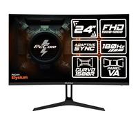 PcCom Elysium Monitor 23.6 Pulgadas, FHD 1920x1080 VA, 180Hz, HDR, 1ms GTG, Adaptive Sync Curva, Low Blue Light, HDMI 2.1, Monitor Gaming Negro