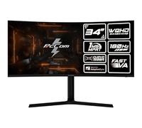 PcCom Elysium Pro Monitor 34 Pulgadas Ultrawide, Monitor Curvo, WQHD 3440x1440, Fast VA, 180Hz, Soporte Regulable, 1ms, Adaptive Sync