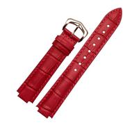 PCCWBCPJC Compatible con correa de reloj Cartier con globo azul, correa de cuero de vaca for hombres y mujeres, 18x11, 20x12mm, cadena de cinturón elevada grande y pequeña(Red-rose gold A,22x14mm)