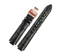 PCCWBCPJC Compatible con correa de reloj Cartier con globo azul, correa de cuero de vaca for hombres y mujeres, 18x11, 20x12mm, cadena de cinturón elevada grande y pequeña(Black-rose gold B,16x8mm)