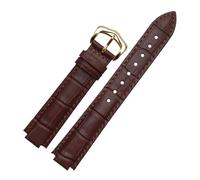 PCCWBCPJC Compatible con correa de reloj Cartier con globo azul, correa de cuero de vaca for hombres y mujeres, 18x11, 20x12mm, cadena de cinturón elevada grande y pequeña(Brown-gold A,20x12mm)