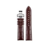 PCCWBCPJC Correa for hombre compatible con Tissot 1853 T41 compatible con Tudor compatible con IWC Business correa de reloj de cuero con cadena(Brown white-silver,24mm)