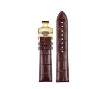 PCCWBCPJC Correa for hombre compatible con Tissot 1853 T41 compatible con Tudor compatible con IWC Business correa de reloj de cuero con cadena(Brown -gold,24mm)