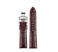 PCCWBCPJC Correa for hombre compatible con Tissot 1853 T41 compatible con Tudor compatible con IWC Business correa de reloj de cuero con cadena(Brown -silver,22mm)