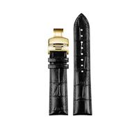PCCWBCPJC Correa for hombre compatible con Tissot 1853 T41 compatible con Tudor compatible con IWC Business correa de reloj de cuero con cadena(Black -gold,19mm)
