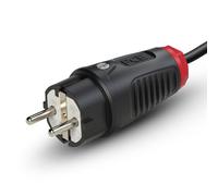 PCE 0511-SR Enchufe Taurus2 de Protección, Goma IP54, 2 Pines, Negro | Clavija de contacto con cubierta TPE resistente, soporte PA6, tensión 250V y 16A, ideal para uso exterior seguro.