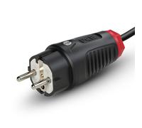PCE 0521-Sr Enchufe de Goma con Toma de Tierra - Conector IP54, 250V, Negro