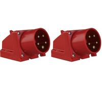 PCE 47407L - Enchufe CEE para pared (32 A, 5 pines), color rojo (Paquete de 2)