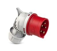 PCE 8025-6 Conector CEE acodado 32 A, 5 polos, 6 h, IP44, TWIST, rojo, 400 V | Conector industrial CEE acodado, protegido contra salpicaduras | Conector CEE para talleres, generadores y caravanas