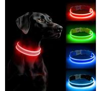 PcEoTllar Collar Luminoso Perro, Collar Luz Recargable y Impermeable | Collares LED Perros con 3 Modos de Iluminación para Perros Pequeños Medianos Grandes, Rojo(TC5300)-S
