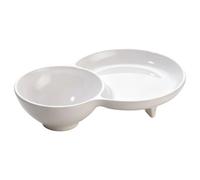 Pcfvielny Combo de plato para sopa y sándwich, tazón para servir patatas fritas y, blanco