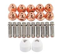 PCH - 51 Cutting Torch Consumables Kit | 10 Set Brass Tip Electrode Kit with Nozzles/Protective Covers | Reduces Downtime & Maintenance Costs