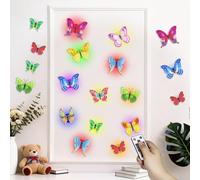 PChero 36 pegatinas de pared magnéticas 3D con diseño de mariposa, con 12 luces LED que cambian de color y temporizador de mando a distancia, para dormitorio, habitación infantil, pared, decoración
