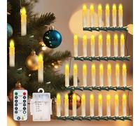 PChero Cadena de luces para árbol de Navidad con mando a distancia y temporizador, 30 velas LED en forma de bastón, velas navideñas, IP54 resistente al agua, iluminación para árbol de Navidad, velas