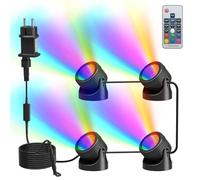 PChero Iluminación LED para estanque RGB subacuática, iluminación subacuática, luz subacuática, IP68, resistente al agua, con mando a distancia, para piscina, estanque, jardín, árbol, decoración