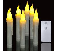 PChero Vela Cónica LED Sin Llama, 6pcs Luz de Velas Parpadeantes con Mando a Distancia Velas Batería Realista Decoración para Fiesta, Hogar, Habitación, Aniversario - [Blanco Cálido]