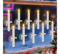 PChero Velas LED con sensor de luz y Ventosa, juego de 10 velas eléctricas sin llama parpadeantes para ventana, chimenea, mesa, decoración de Halloween y Navidad.