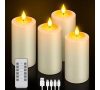 PChero Velas recargables con control remoto, paquete de 4 velas LED eléctricas parpadeantes sin llama con diseño de soplado para decoración de habitación del hogar, decoración de mesa de Navidad de