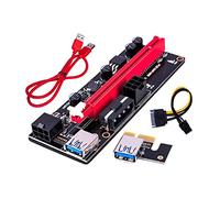 PCI-E Riser 009S 1X 16x Extender PCI E USB Riser 009S Dual 6Pin Tarjeta adaptadora SATA 15pin Compatible con BTC Miner R Tarjeta gráfica USB 3.0 (Size : 0.6m, Color : Rosso)