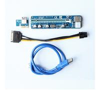 PCI-E - Tarjeta gráfica dedicada para minería Ubit (10 unidades, PCI-E, tarjeta elevadora de 1X a 16X, cable de extensión USB 3.0 de 60 cm, cable de alimentación MOLEX a SATA, 6 pines)