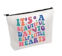 PCICU - Bolsa de maquillaje para enfermeras con texto en inglés "It's A Beautiful Day to Help Little Hearts", regalo de agradecimiento para enfermeras, Help Little Hearts B