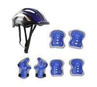 PciDinFo 1 Casco Infantil Conjunto Rodilleras Coderas Muñequeras Ligero Transpirable Ajustable Adecuado para Niños Patinaje Ciclismo Skate Regalo Fiestas, Azul