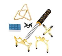 PciDinFo 4 Piezas Puente de Taco de Billar Juego Retractable Accesorios para Mesa de Billar Cabeza Desmontable Soporte de Billar Adecuado para Bar, Color Madera y Oro.