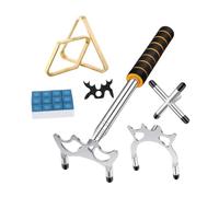 PciDinFo 4 Piezas Puente de Taco de Billar Juego Retractable Accesorios para Mesa de Billar Cabeza Desmontable Soporte de Billar Adecuado para Bar, Color Madera Plata