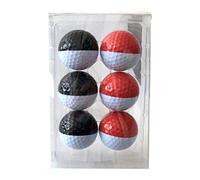 PciDinFo 6 Piezas Pelota de Práctica de Golf Bola de Entrenamiento Creativa Duales Caucho Sintético Principiantes Clubes Jugadores Regalos, Negro Blanco + Rojo Blanco