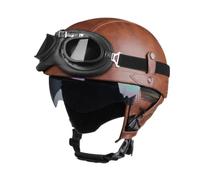 PciDinFo Casco para Motociclismo Profesional Adultos Medio Retro Material PU Forro Desmontable Protección Solar Apropiado para Ciclismo Escalada Deportes Al Ai, marrón m